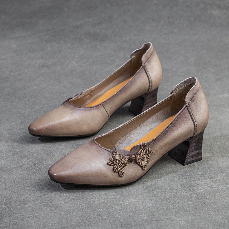 Women's Small High Ethnic Style Versatile Retro Heels