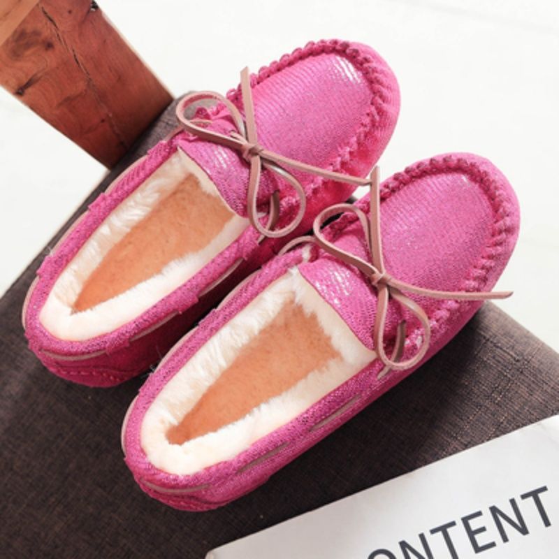Women's With Fleece Lining Cotton Large Size Pregnant Fluffy Flat Bottom Loafers