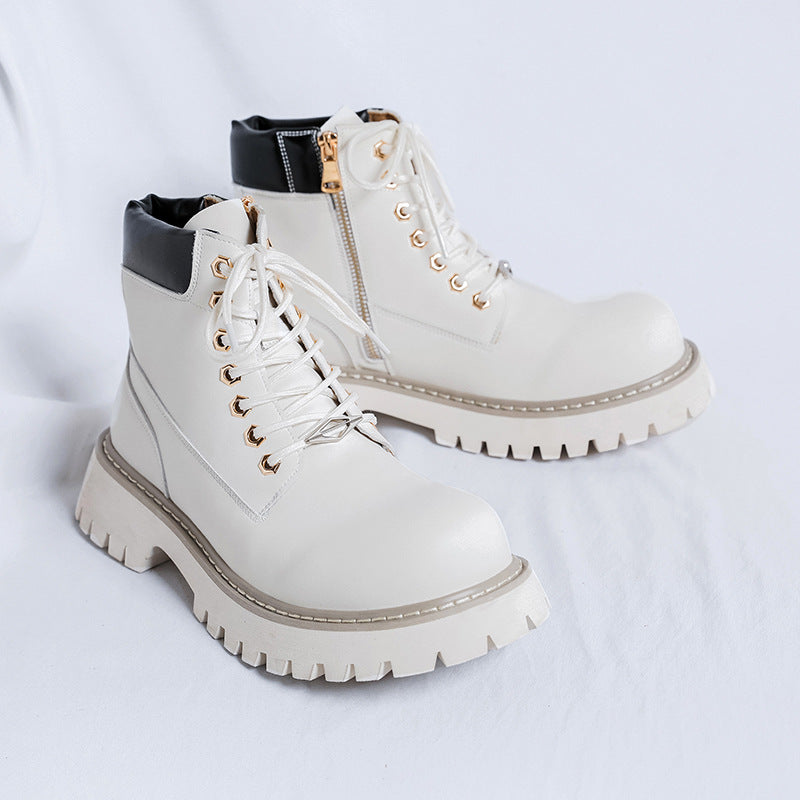 Men's Increased British Style Winter Fleece Biker Boots