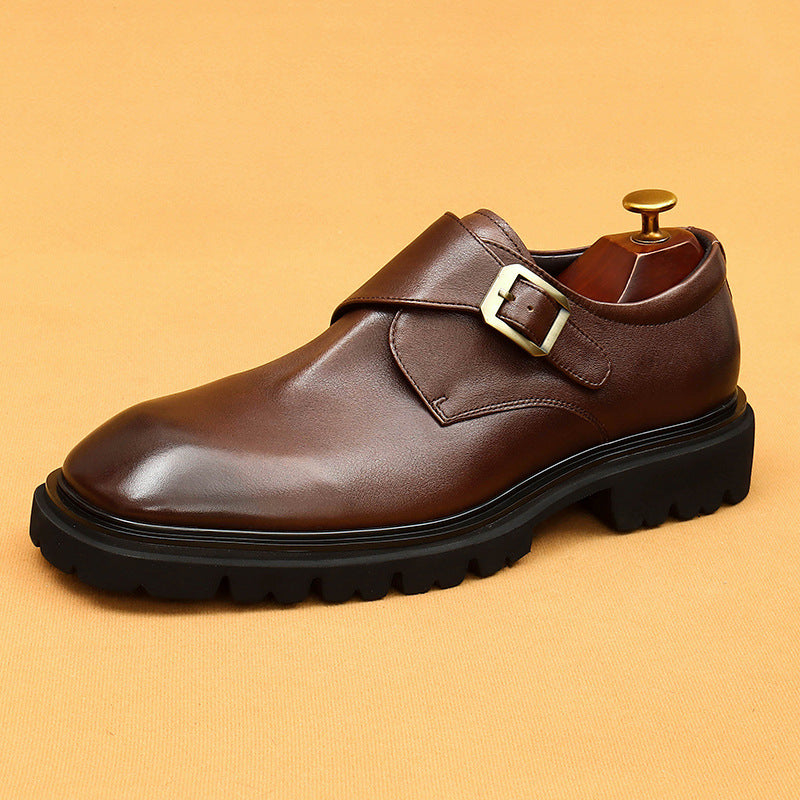 Men's Business British Retro Platform Buckle Monk Leather Shoes