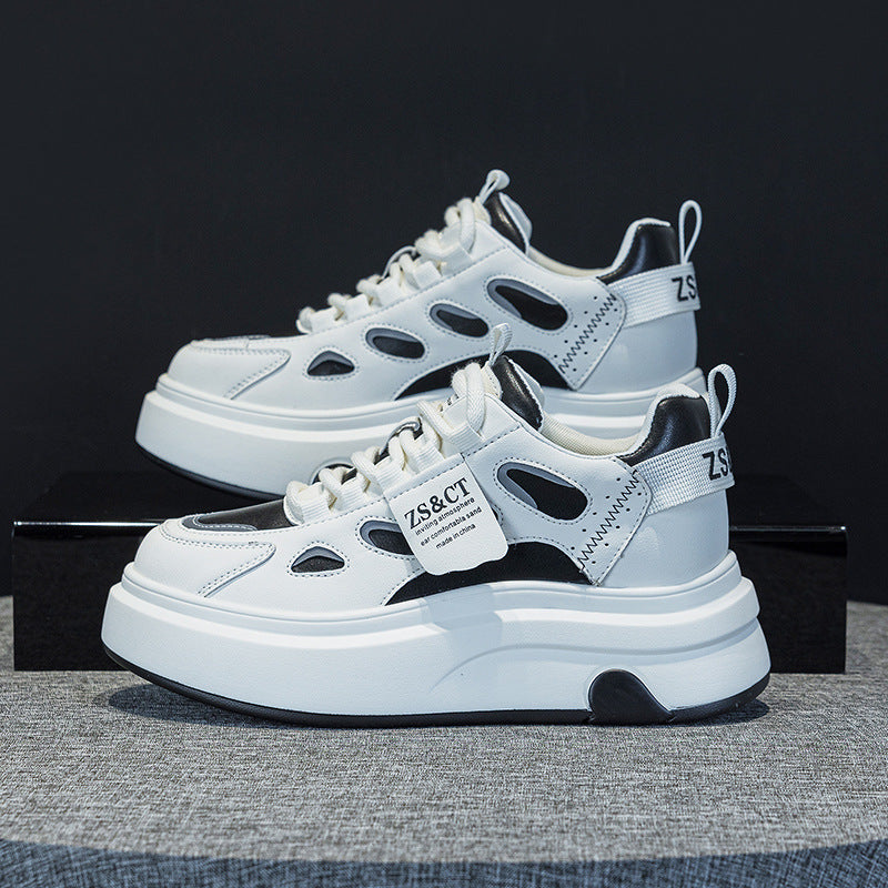 Women's Spring Hidden White Genuine Breathable Sports Sneakers