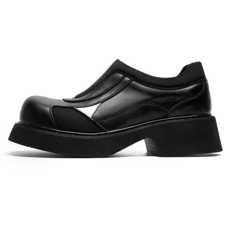 Men's Niche Color Collision Design Derby Platform Slip-on Leather Shoes