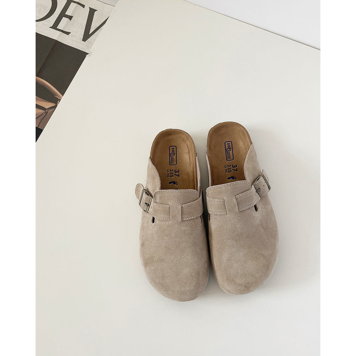 Walnut Genuine Platform Female Outer Wear Slippers