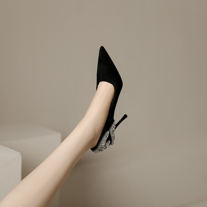 Women's Rhinestone Style High Pointed Toe Shallow Mouth Women's Fashion Shoes