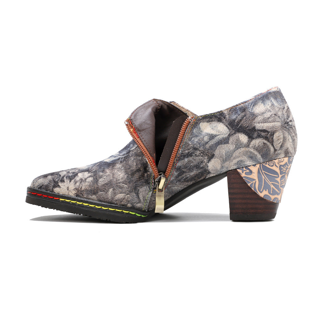 Women's Chinese Retro Style Ink Painting Printing Heels