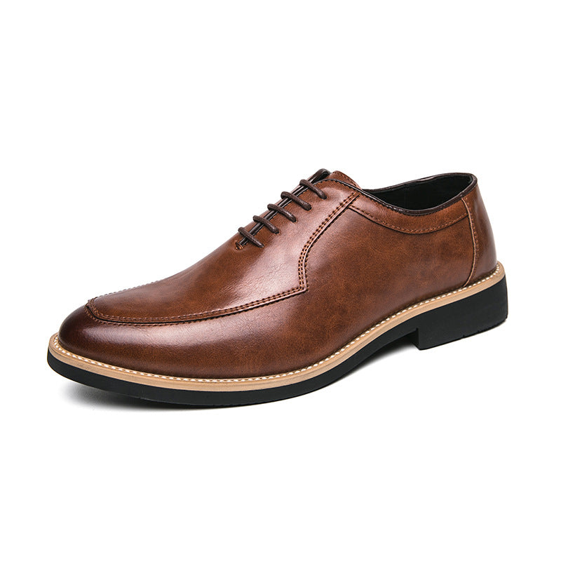 Men's Wear British Trendy Height Increasing Insole Pointed Leather Shoes