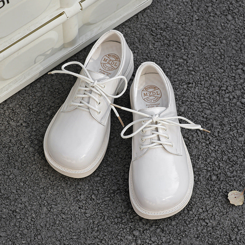 Women's British College Style Platform Round Toe Leather Shoes