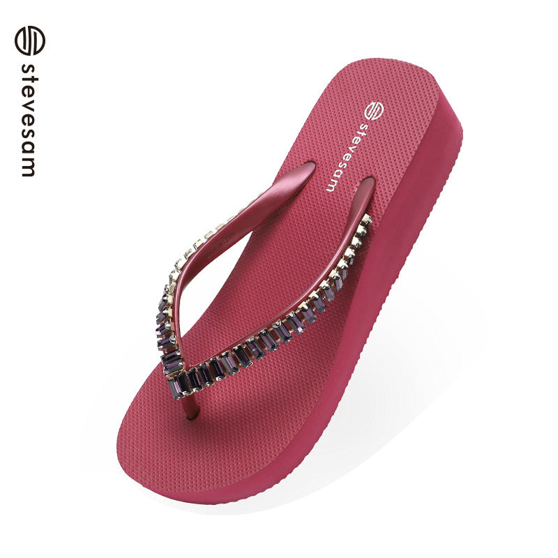 Women's Crystal Flip-flops Personalized Diamond Chunky Fairy Slippers