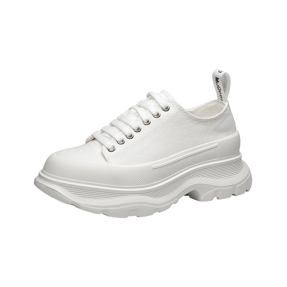 Elegant Women's White Platform Sports Board Canvas Shoes