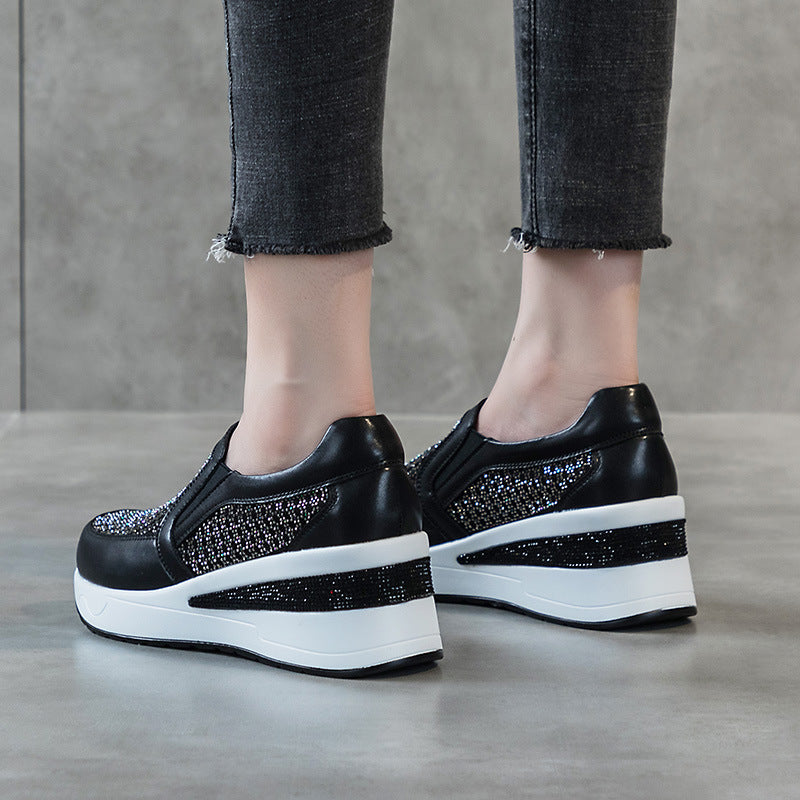 Rhinestone Wedge Female Platform Pumps Lightweight Casual Shoes