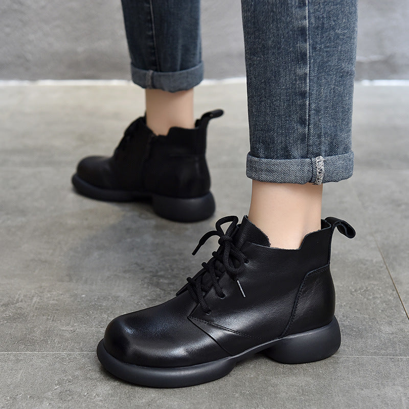 Women's Ankle Round Toe Brushed Mid Soft Boots