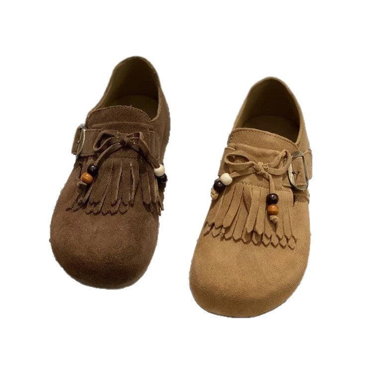 Women's Spring Tassel Removable Thick Bottom Full Wrap Women's Casual Shoes
