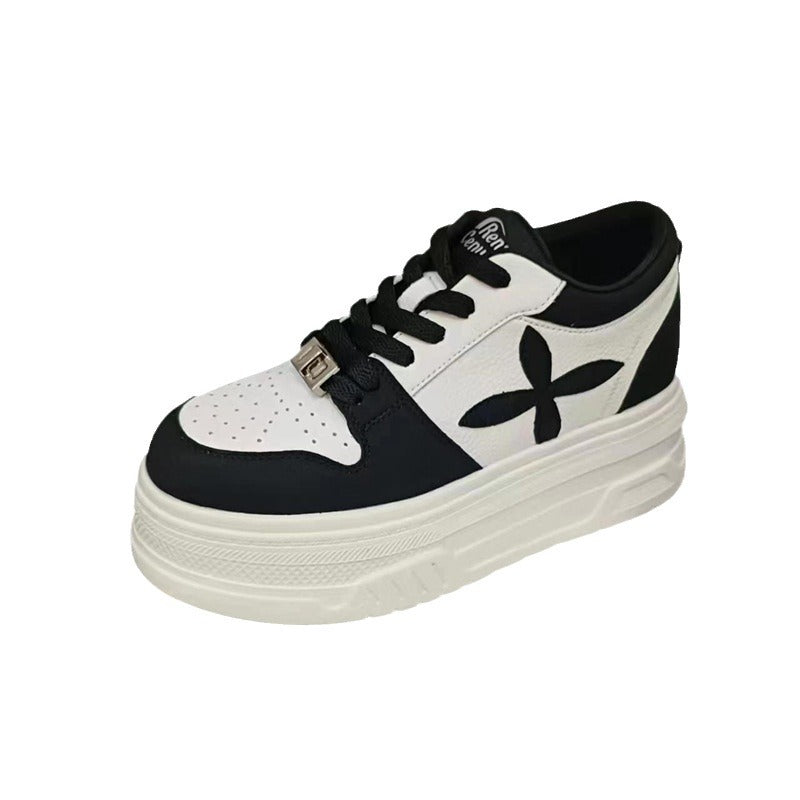 Women's Height Increasing Insole White Spring Small Thick Bottom Casual Shoes