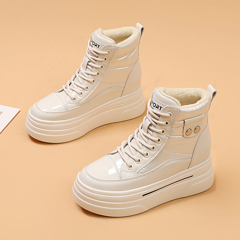 Women's Winter Cotton Platform With Hidden Fleece-lined Snow Boots