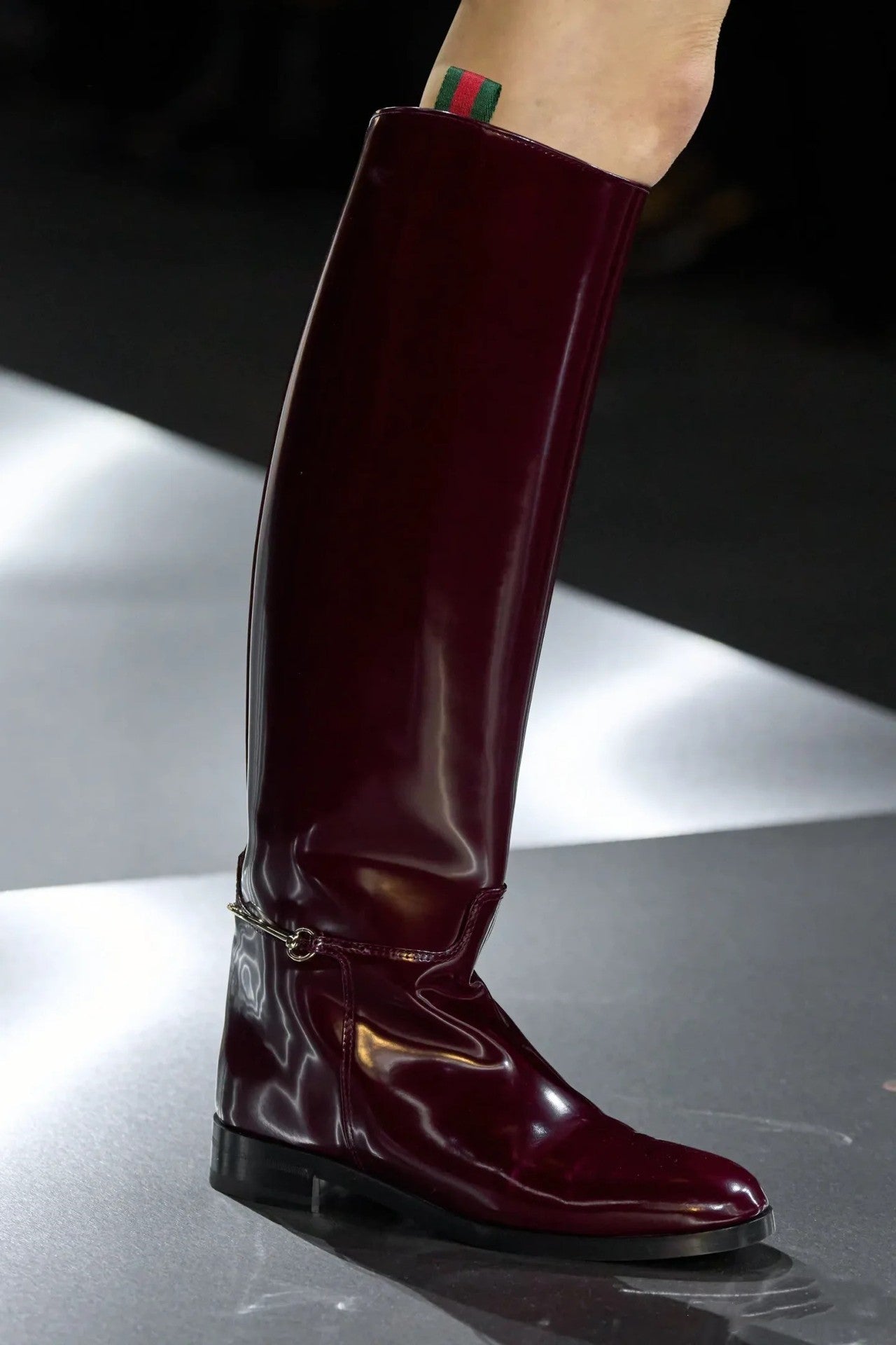 Style Large Tube Circumference Loose Straight Metal Women's Leather Boots
