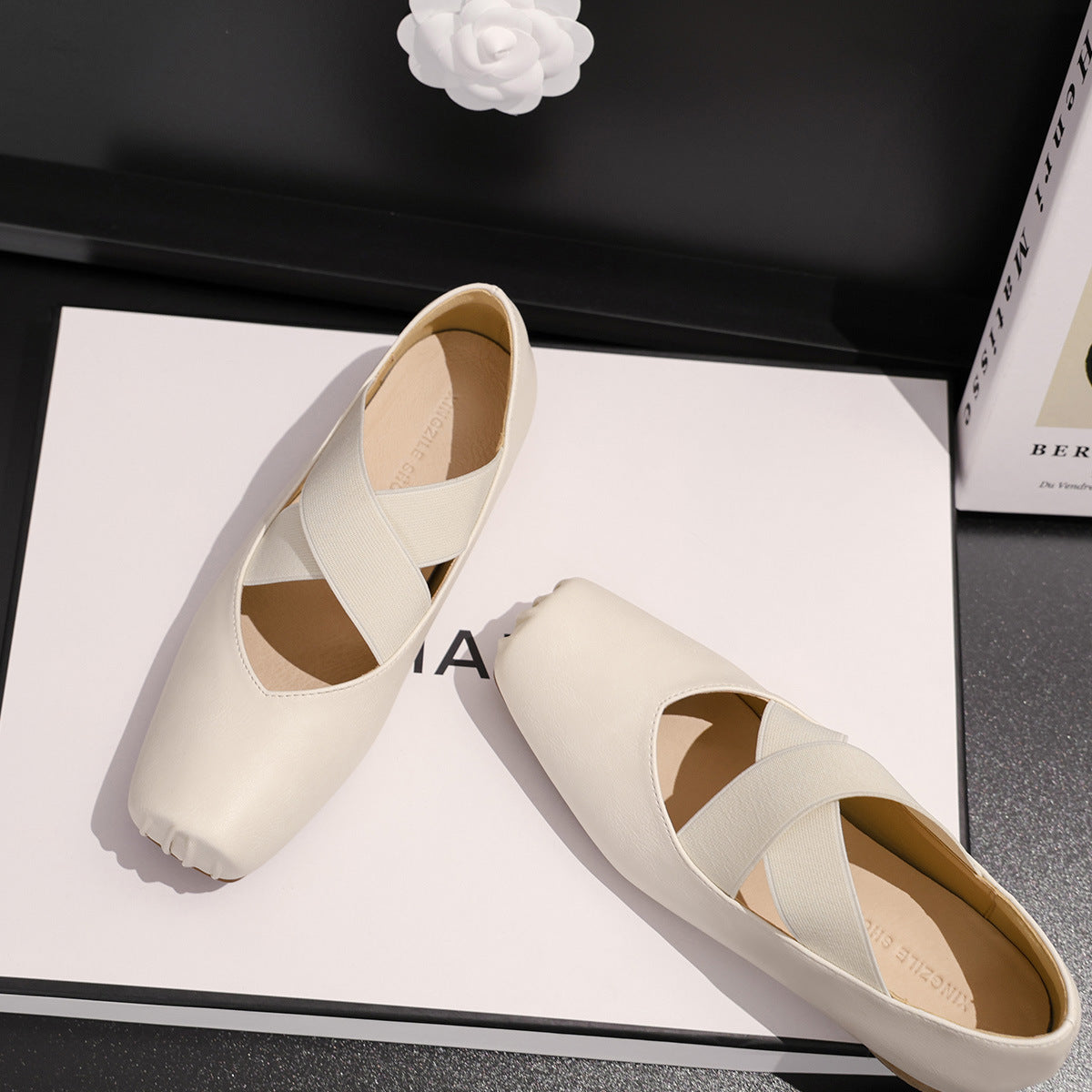 Women's Genuine Pig Nose Square Head French Heels