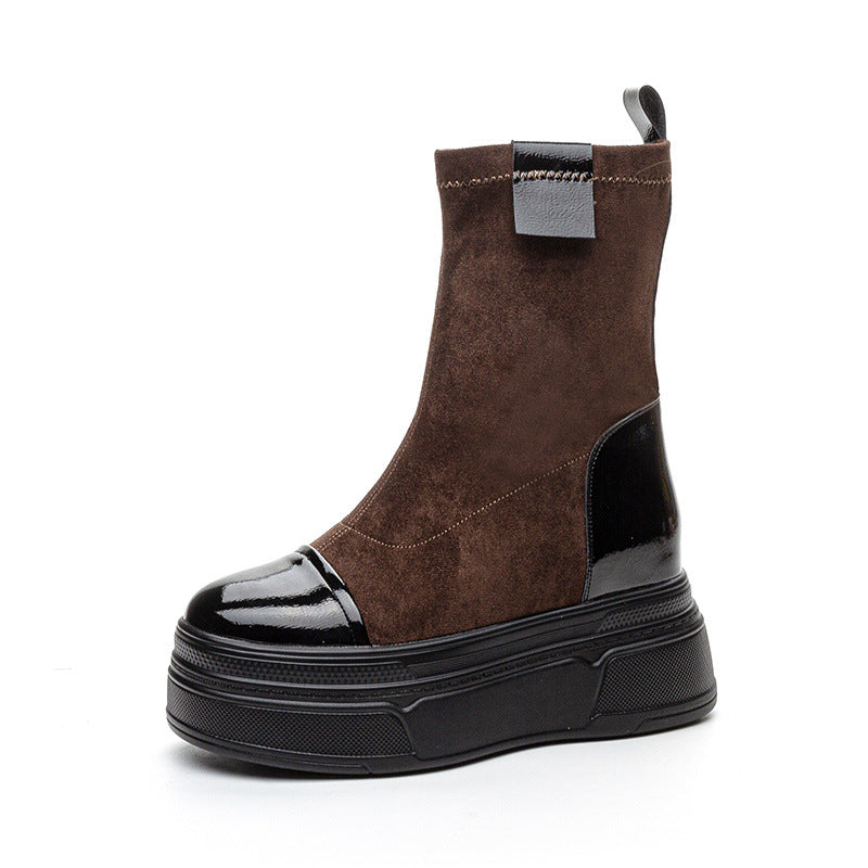 Women's Platform Martin Trendy Slip-on British Style Boots