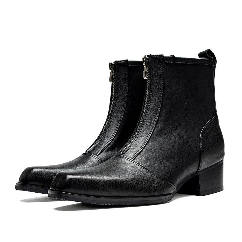Men's Niche High Brown Square Toe Zip Boots