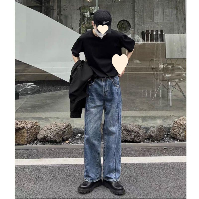 Men's Toe Design Thick Bottom Korean Niche Black Leather Shoes