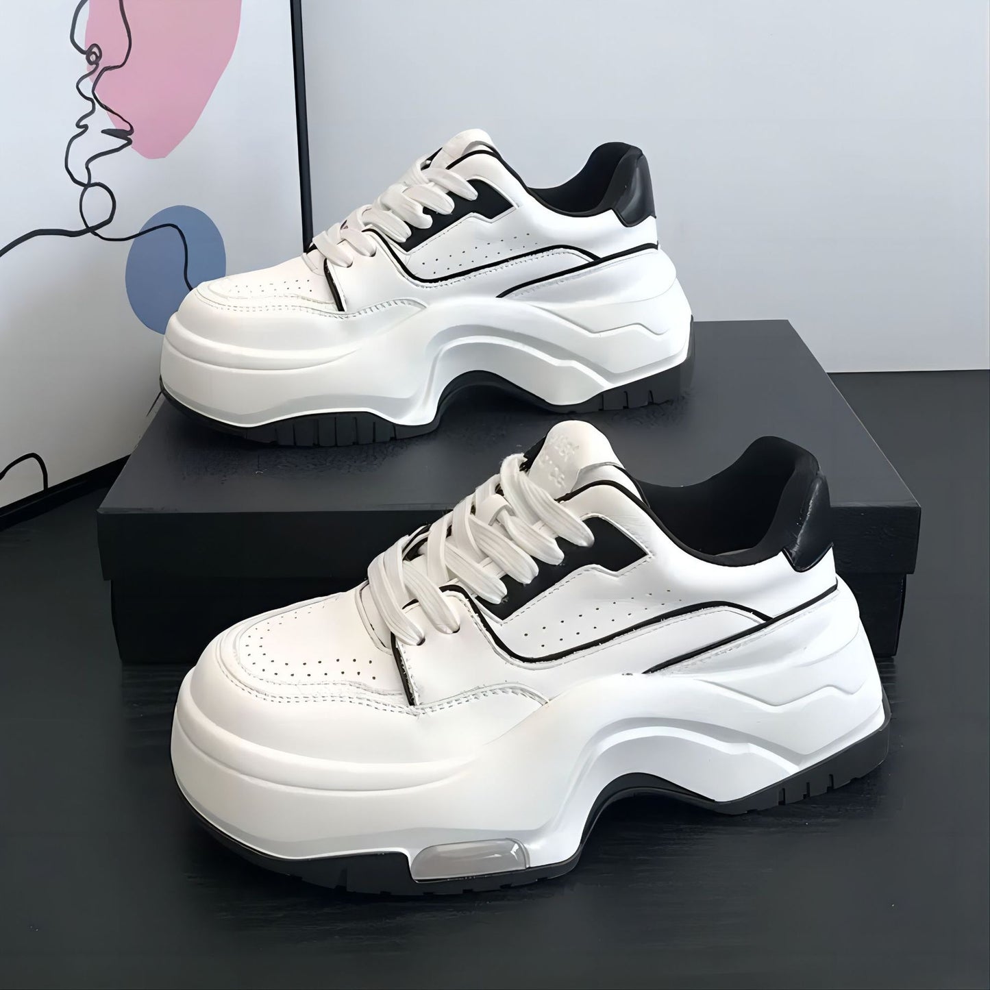 Women's White Panda Autumn Air Cushion Platform Women's Shoes