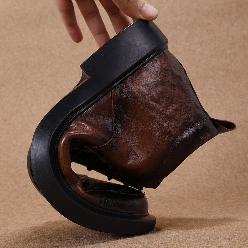 Men's Dark Brown High Soft Bottom Comfort Leather Shoes