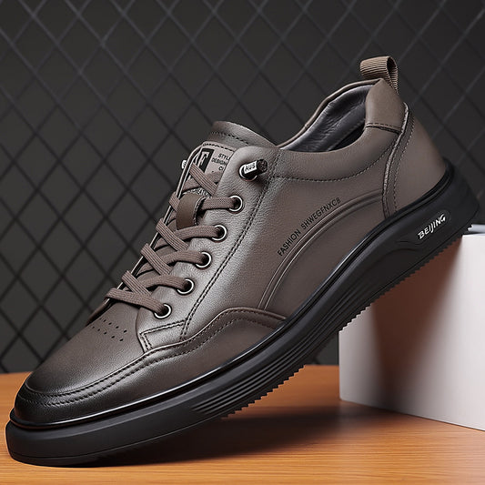 Men's Layer Cowhide Board Genuine Live Streaming Sneakers