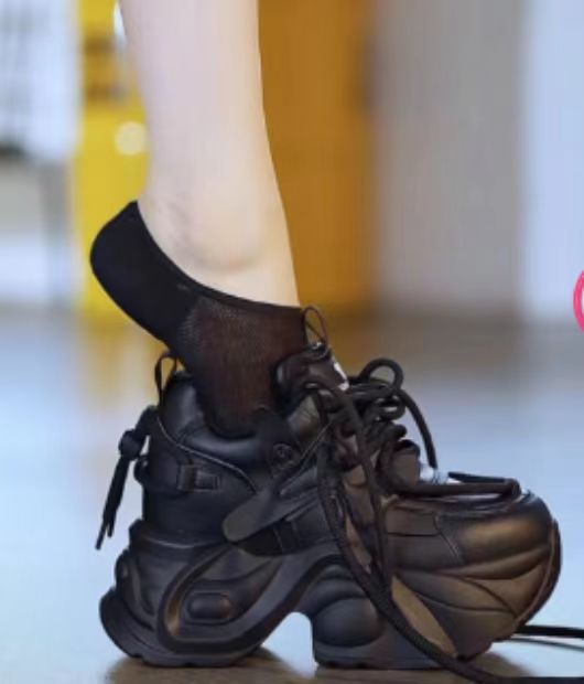 Women's Insole Fleece Black Trendy Niche Fashion Sneakers