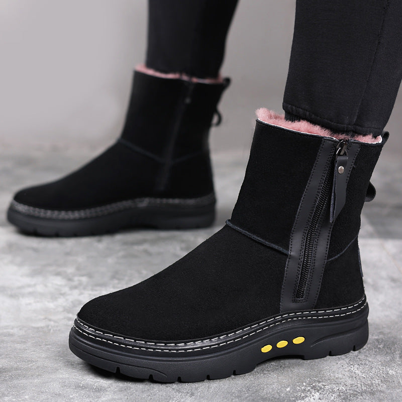 Men's Winter Wool Genuine Fleece-lined Warm Outdoor Northeast Cotton Snow Boots