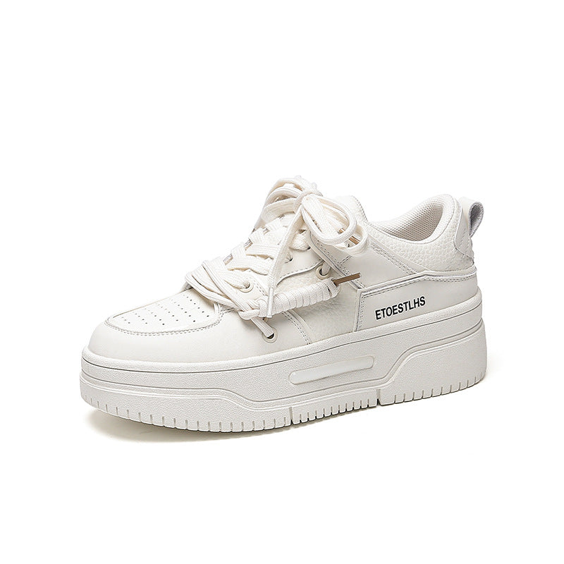 Women's Straight Hair Genuine Board Versatile Platform Sneakers