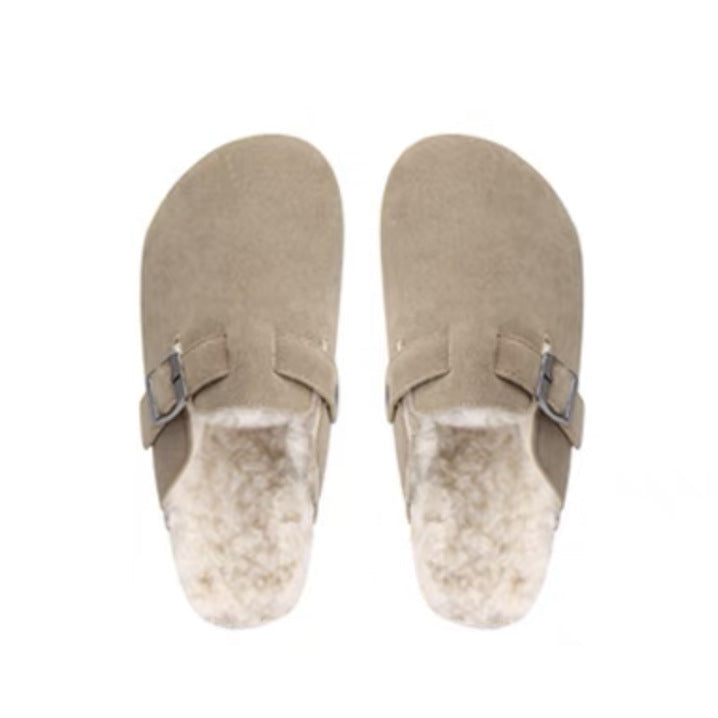 Cowhide Female Grape Mom Winter Fleece-lined Women's Shoes