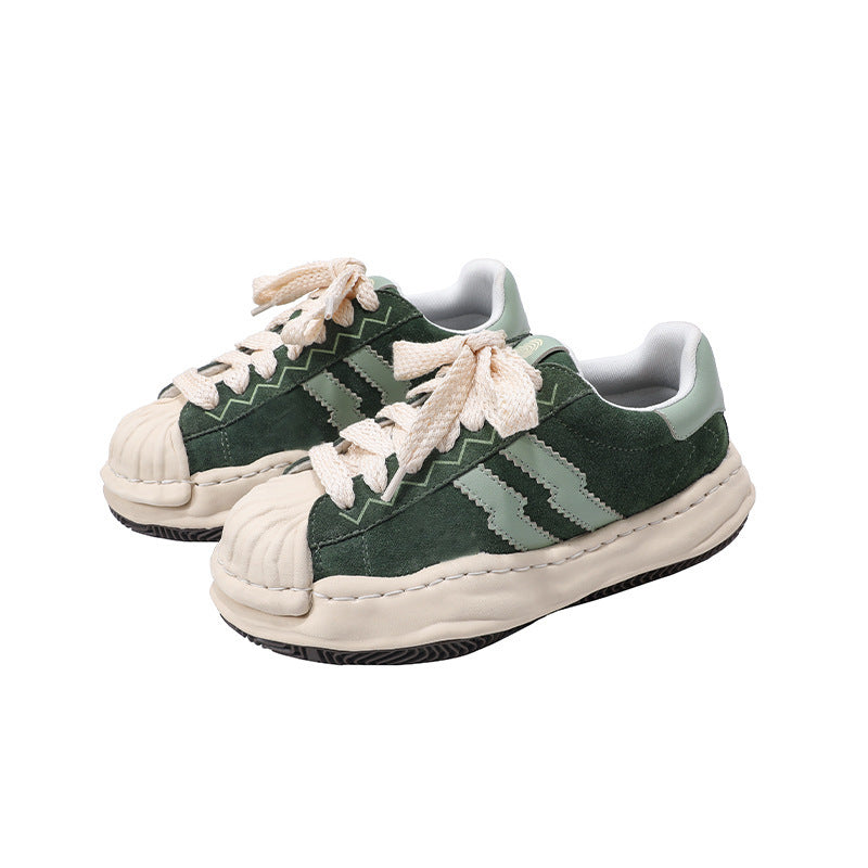 Women's & Men's Dissoed Shell Toe Round Board Color Casual Shoes