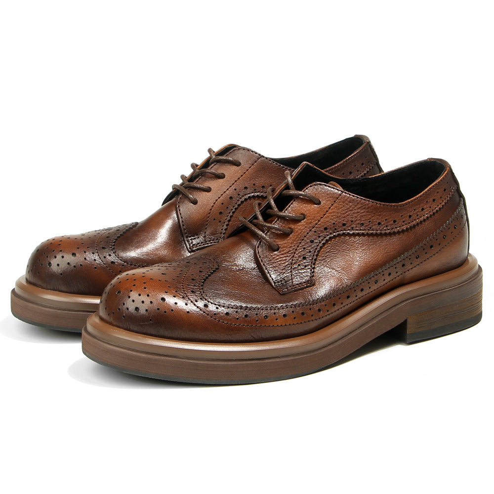 Men's British Fashion First Layer Cowhide Retro Leather Shoes