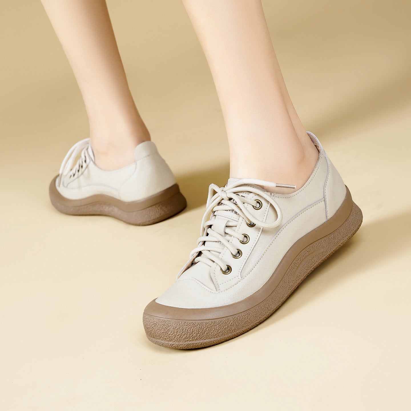 Women's White Spring Thick Bottom Sports Comfortable Women's Casual Shoes