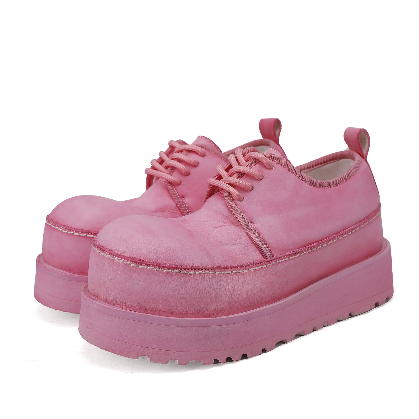 Women's Thick Bottom Derby Washed Cowhide Comfortable Women's Fashion Shoes