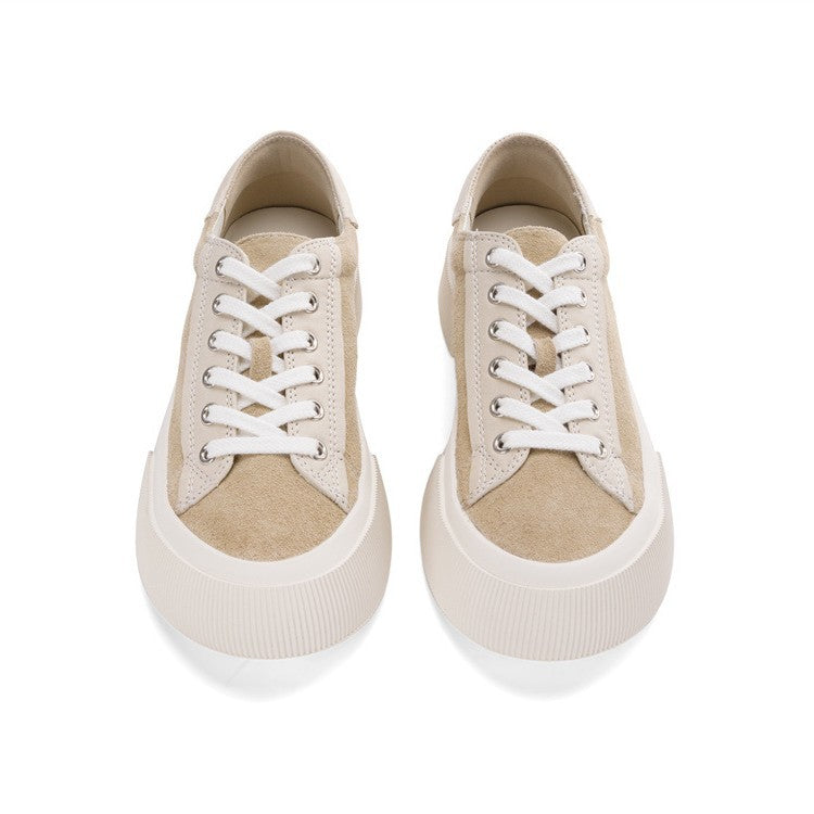 Women's Retro Distressed Genuine Versatile Abrasive Big Sneakers