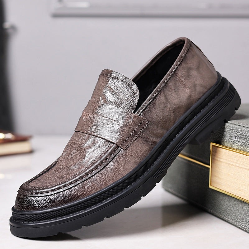 Men's Sheepskin Business Big Head Genuine Formal British Style Men's Shoes