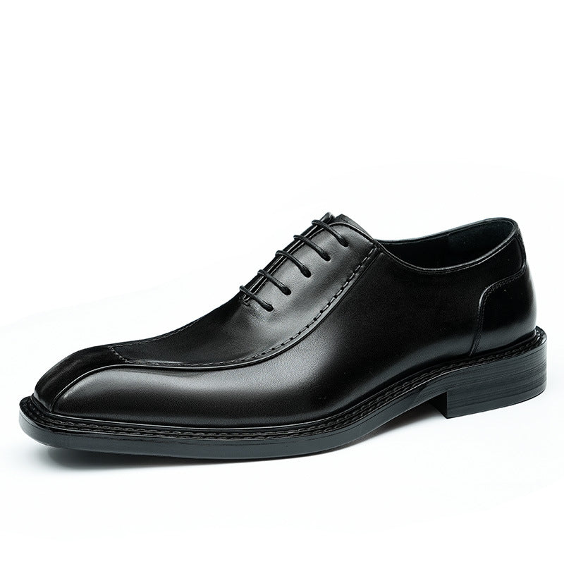 Men's Stitching Summer Genuine Business Formal Wear Leather Shoes