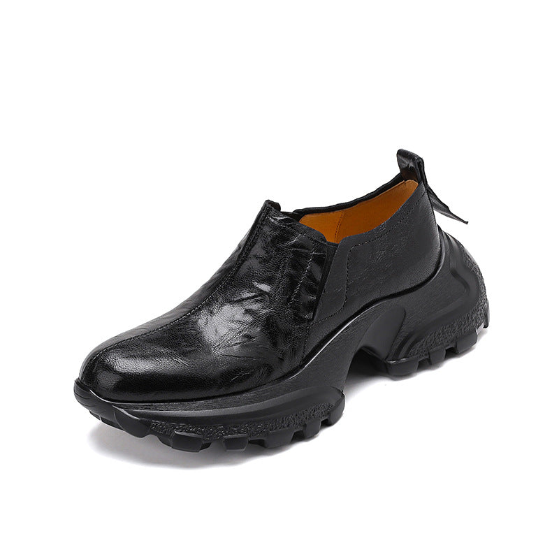 Women's Style Platform Spring Genuine Retro Thick Leather Shoes