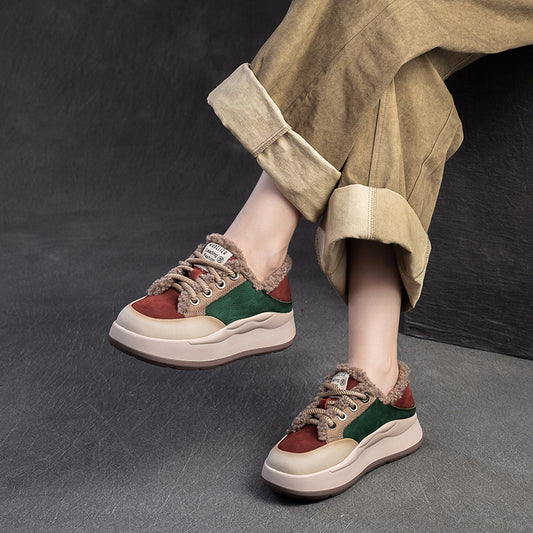 Women's Fleece-lined Warm Color Matching Cotton Fashion Women's Shoes