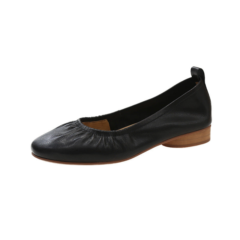 Women's Sheepskin Flat Pumps Genuine Slip-on Mary Women's Casual Shoes