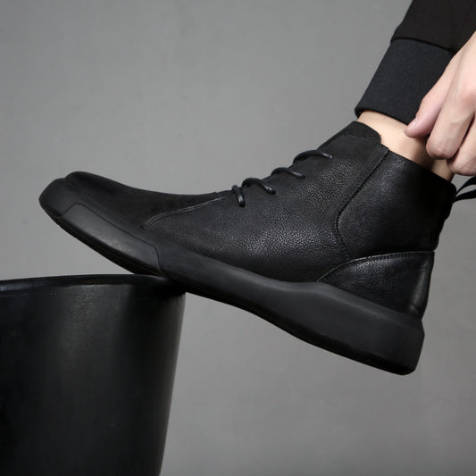 Men's Black High Top British Style Working Boots