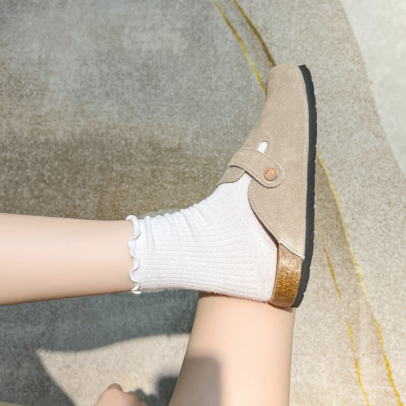Women's French Style Retro Closed Toe Half Slippers