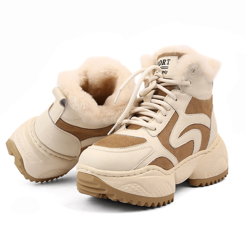 Women's Dad Fleece-lined Thick Winter Cotton Thermal Snow Boots