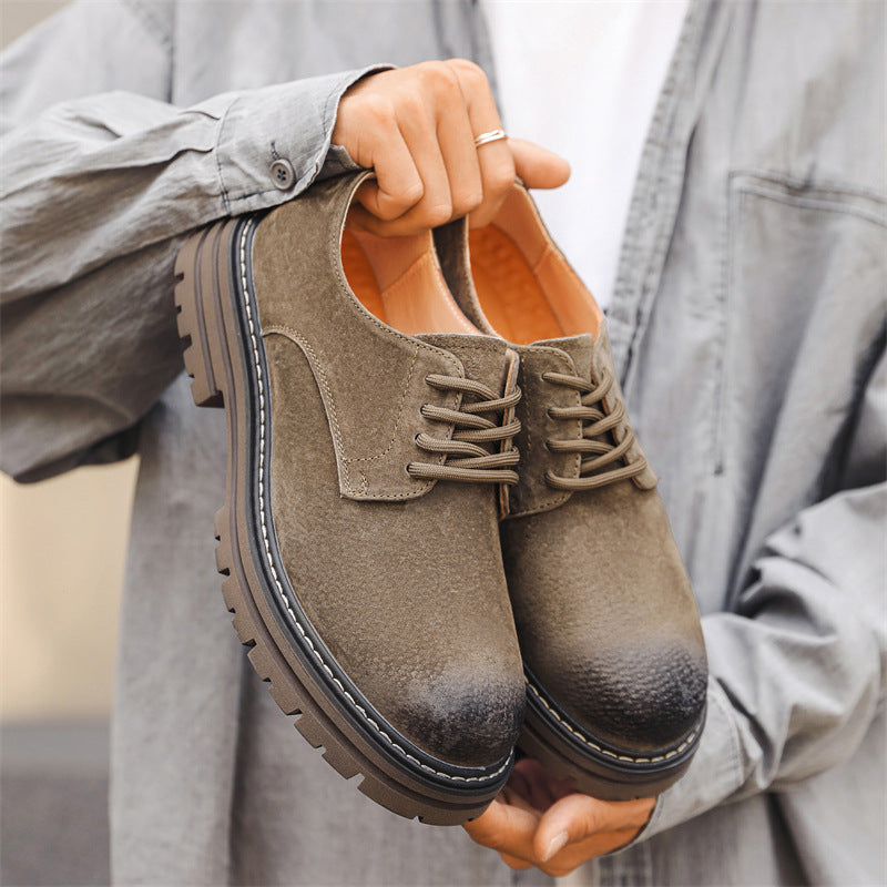 Men's Autumn Retro British Big Head Derby Leather Shoes