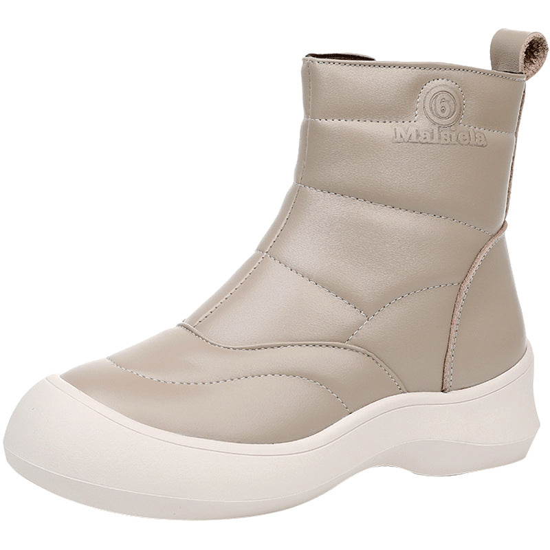 Women's Retro Soft Bottom Thick Autumn Genuine Snow Boots