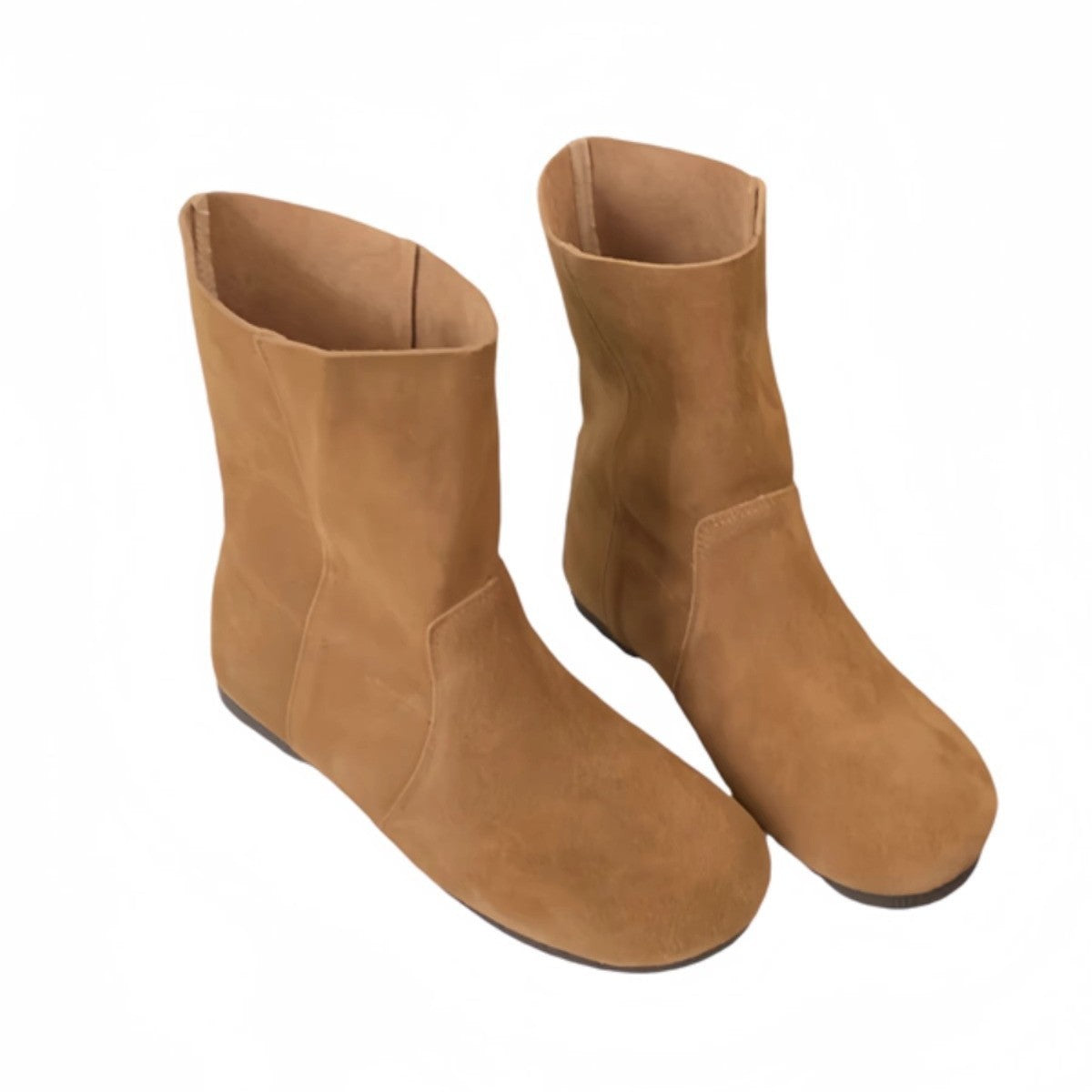 Women's Height Increasing Insole Cow Suede Platform Martin Round Toe Black Boots