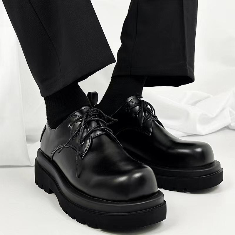 Women's & Men's Square Toe Trendy Platform Derby Black Women's Shoes