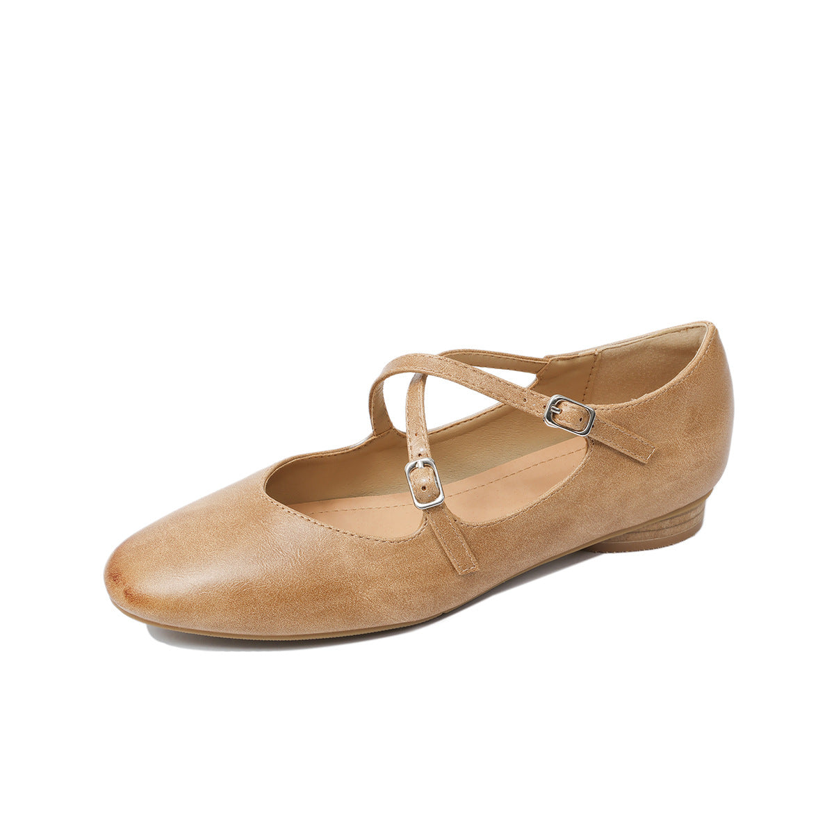 Women's Genuine Pumps Cross Mary Jane Retro Low-cut Women's Shoes