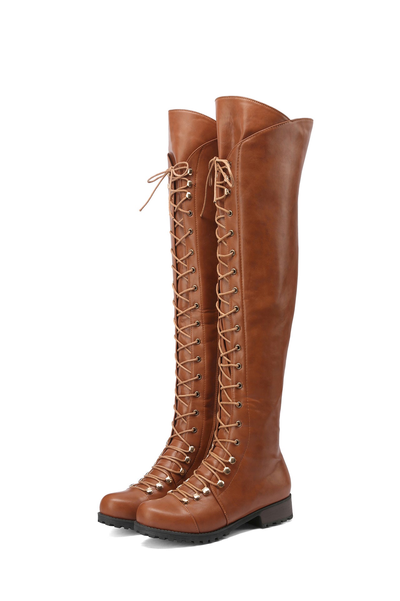 Women's Cross Strap Knight Plus Size Women's Leather Boots