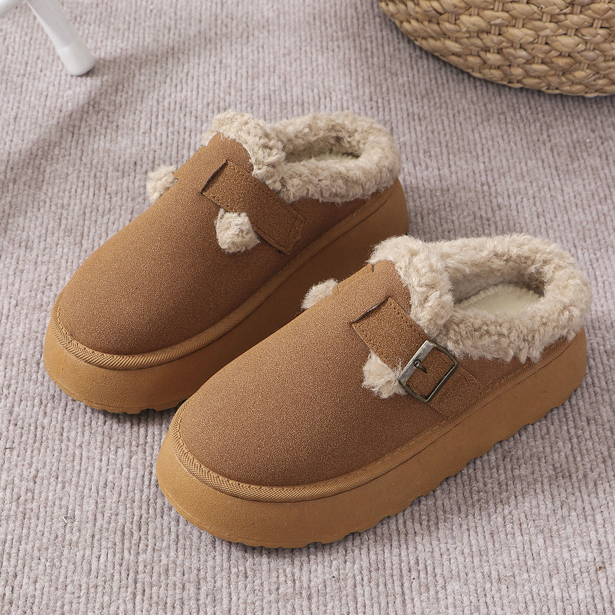 Women's Fashion Platform Plush Buckle Thermal Cotton Women's Shoes